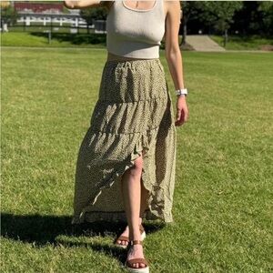 Chic Olive Maxi Skirt